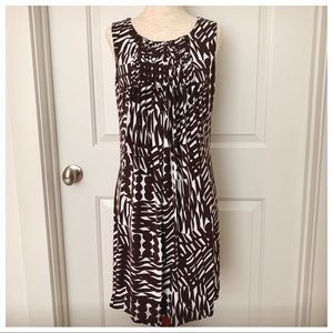Calvin Klein Brown & White Pattern Dress